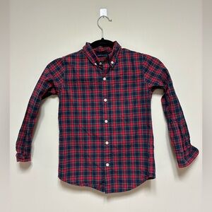 Janie and Jack Red and Blue Plaid Button Down Shirt Boys Sz. 6